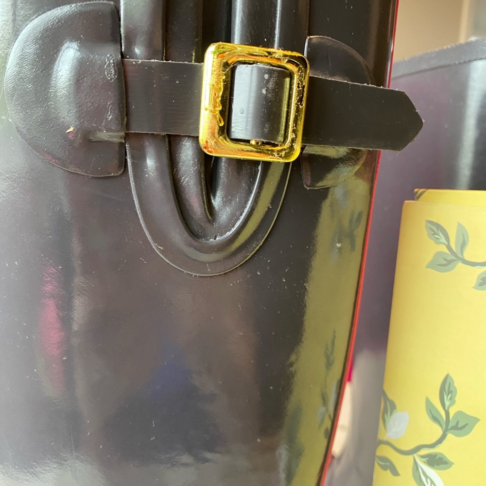 Joules Kelly Welly Rain boots slate gray with Pink SZ 6 - Picture 16 of 16